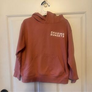 Live and Tell Chasing Sunsets Pullover Hoodie with wave designs on back size YS